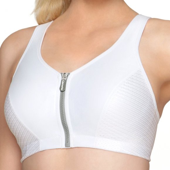 Set of 3! 32D Glamorise SPORT Bra (Racerback) T-Back Zip (HIGH-IMPACT) White NEW - Picture 4 of 16